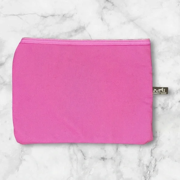 Hermès Paris Large Bora Bora Pink Cotton Canvas Flat Zip Pouch - Picture 12 of 14